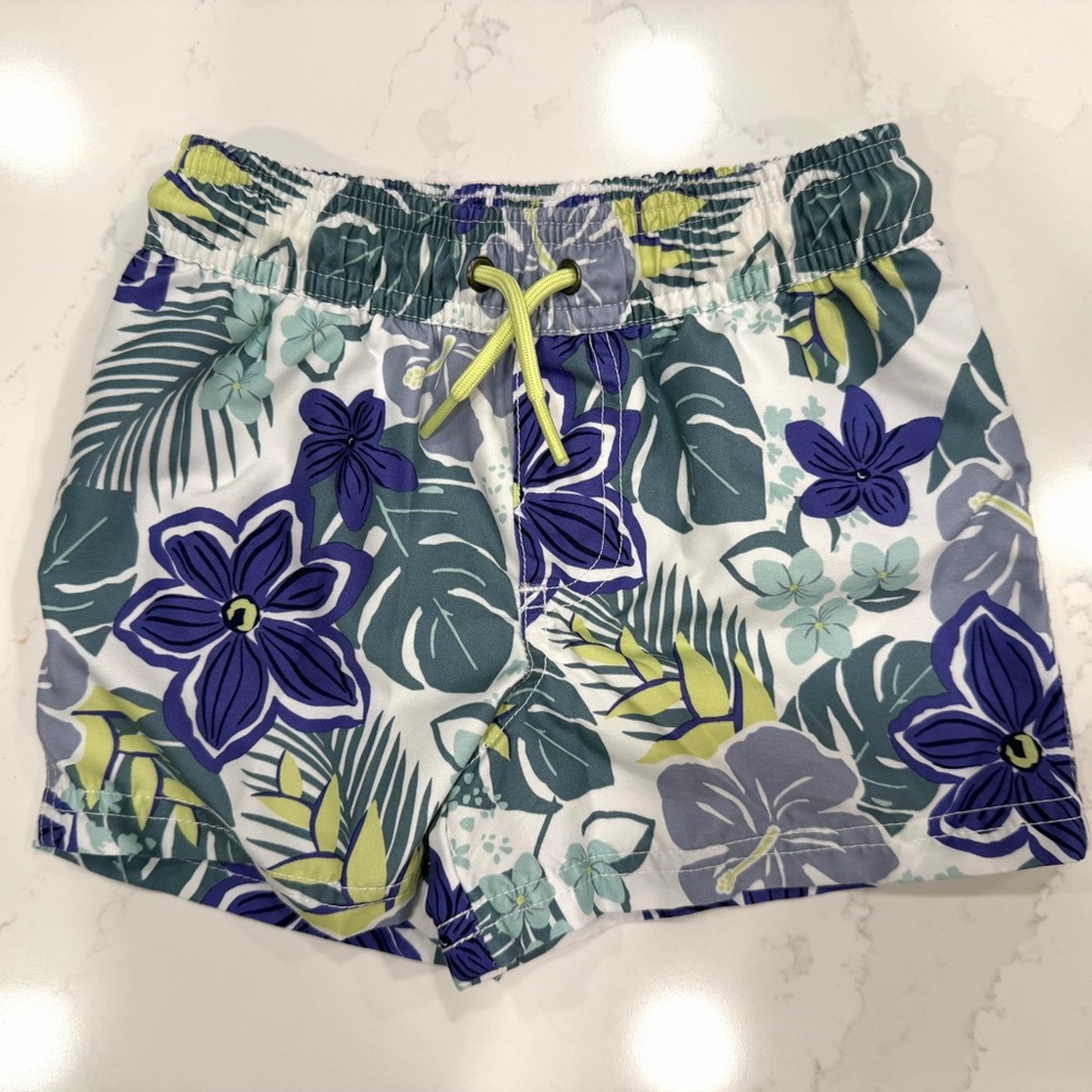 Carter's Purple and Green Floral Swim Shorts Trunks Toddler